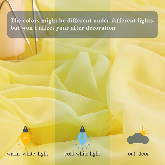 DUOBAO Yellow Chiffon Backdrop Curtain-2 Panels 58x120-Inch Wedding Backdrops - Image 4