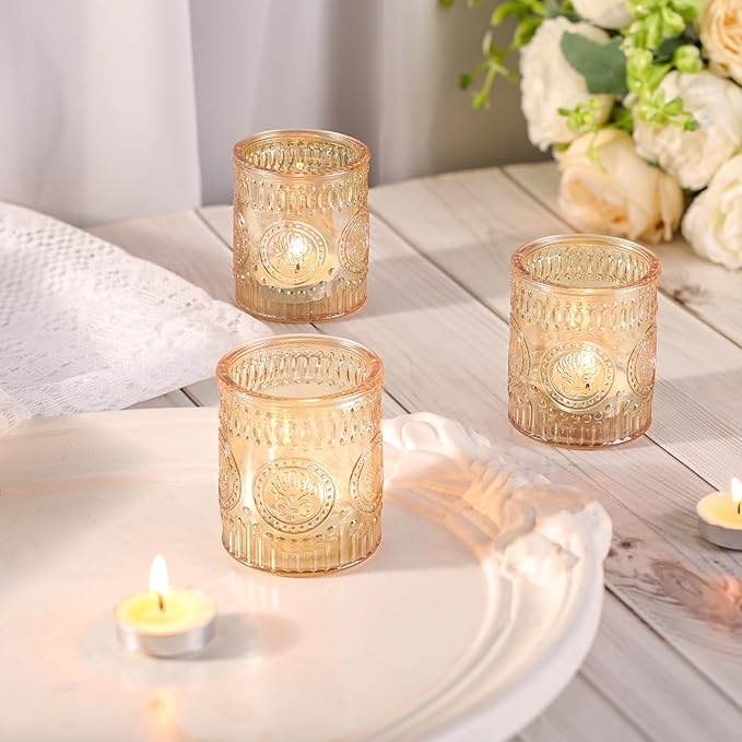 24 Pcs Gold Votive Candle Holders, Glass Tealight Candle Holders - Image 7