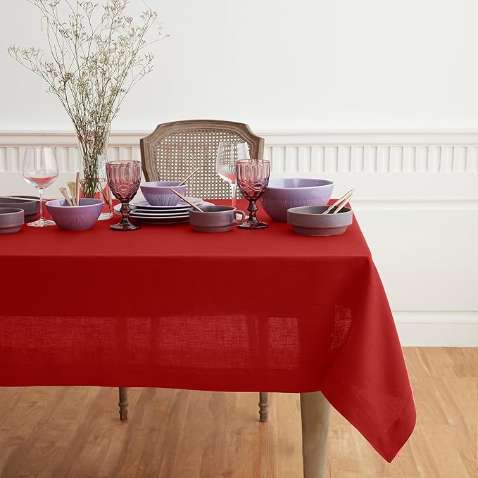Solino Home Linen Red Tablecloth 60 x 102 Inch - Image 4