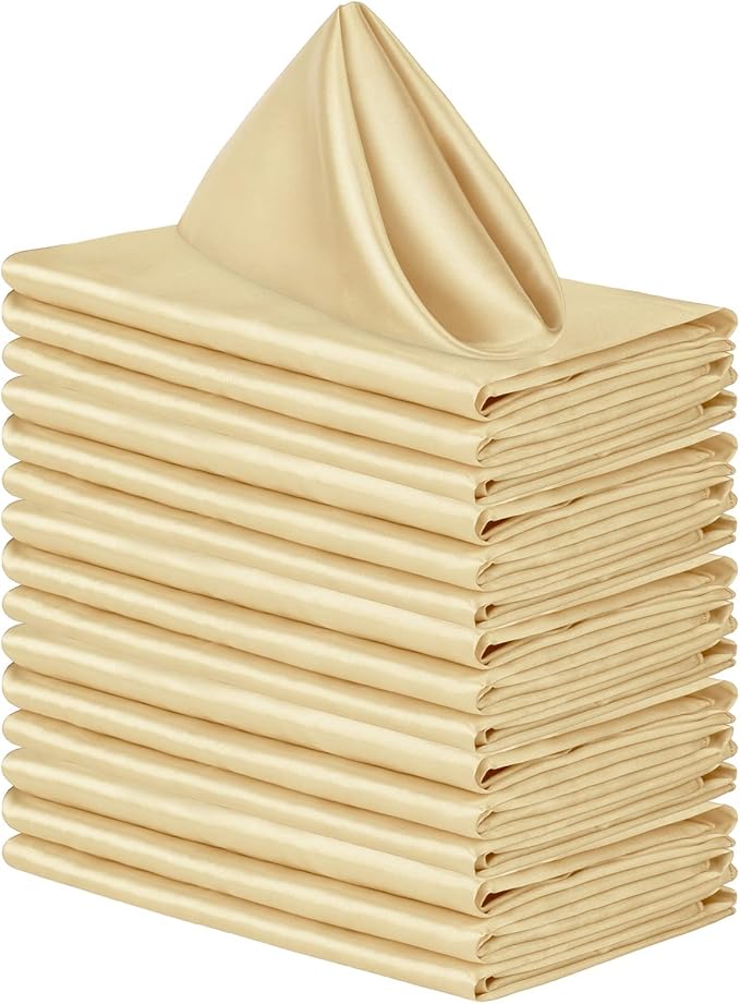Aneco 16 Pack Square Satin Napkin Bright Silk Table Napkin Soft Smooth Fabric by Aneco