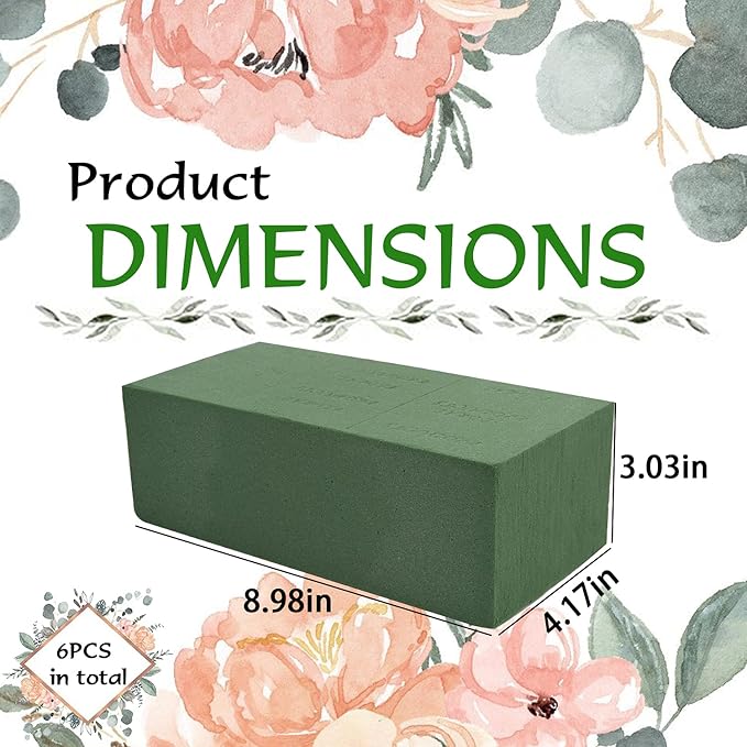 KIMOBER Wet Floral Foam Bricks, Large 9''Lx4''Wx3''H Green Foam Blocks - Image 2