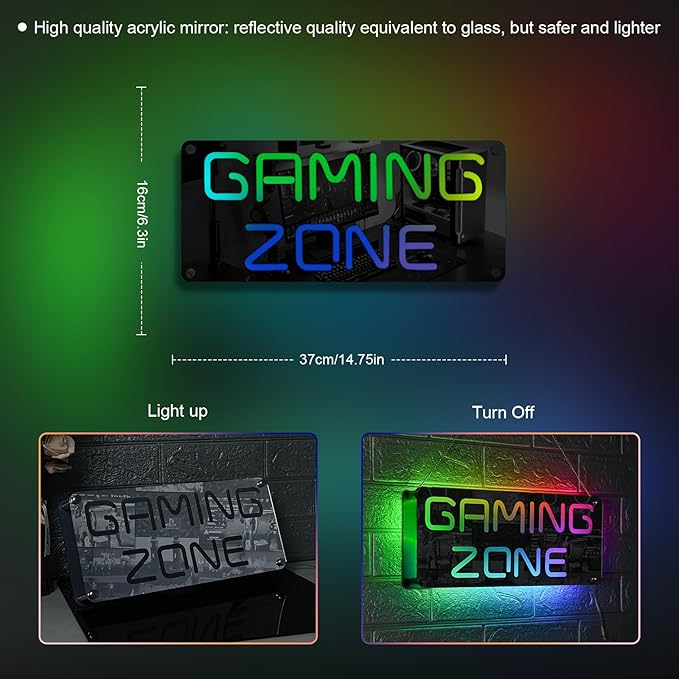 Ineonlife Game Zone Neon Sign Mirrored Colorful LED Lights - Image 5