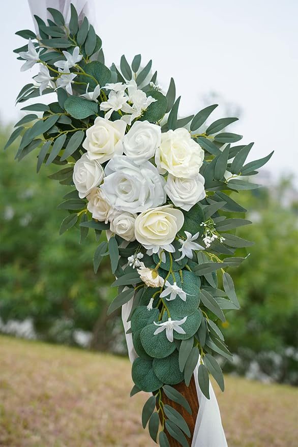 ponatia Wedding Arch Flowers, Artificial White Wedding Flowers - Image 8