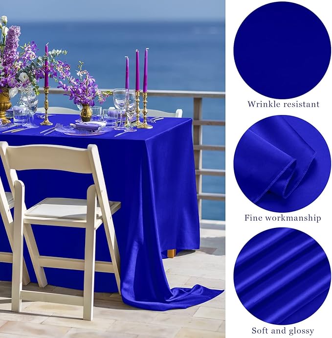 TURSTIN 4 Packs Satin Tablecloth 102 x 58 Inch Overlay Satin Table Cover - Image 3