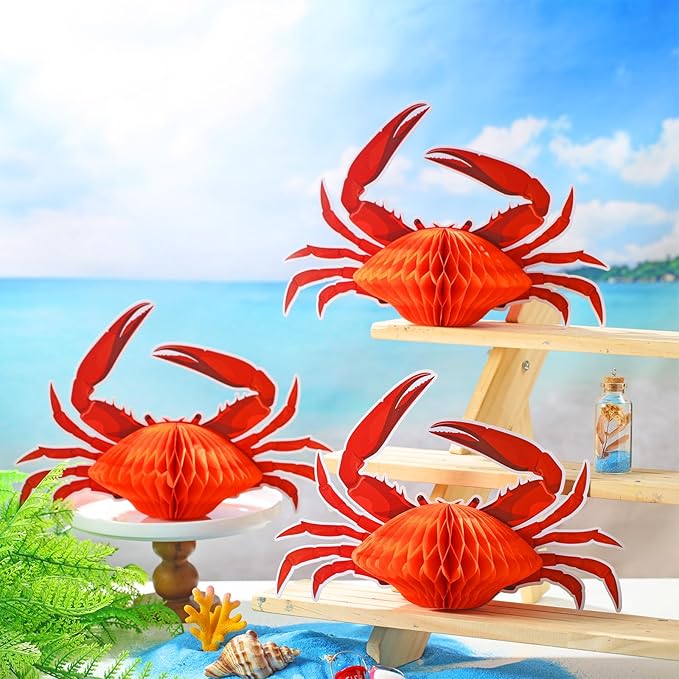 Jetec 6 Pcs Tissue Crab Lobster Honeycomb Centerpiece Hanging Crab Lobster - Image 3
