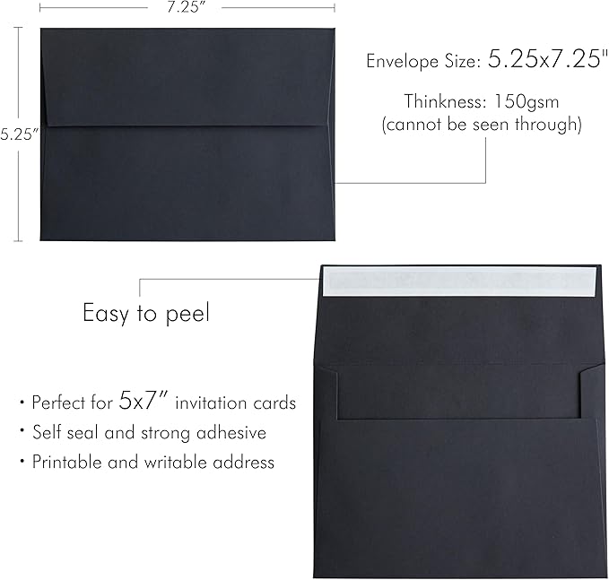 PONATIA 50 Pieces 5x7 Envelopes, A7 Envelopes Self Seal - Image 4