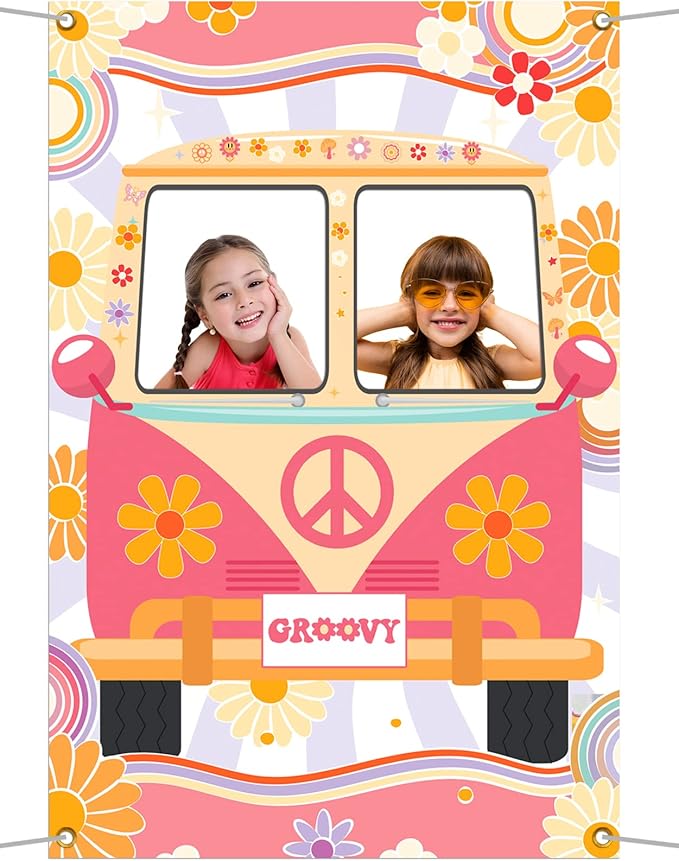 Hippie Photo Booth Props, Hippie Bus Prop Groovy Bus Photo Booth by RTHPY
