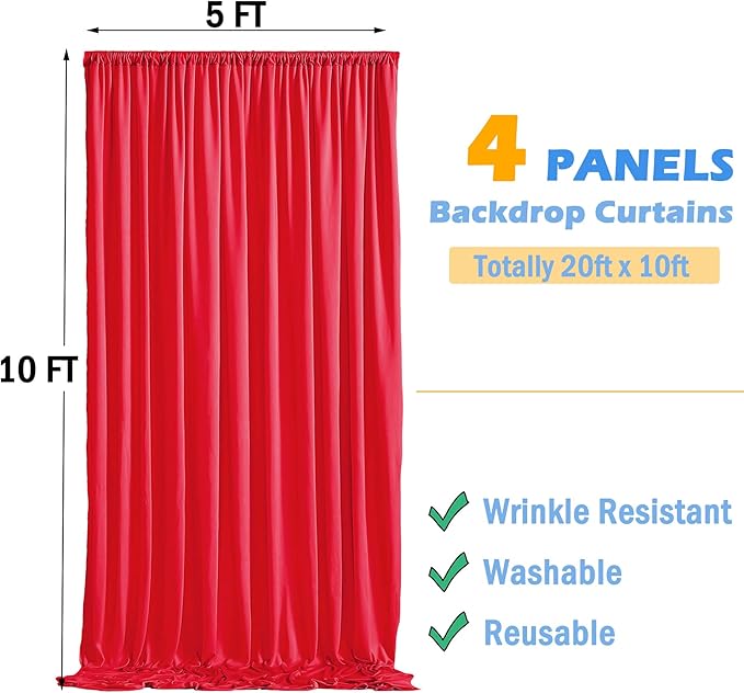 20ftx10ft Red Backdrop Curtains - Image 4