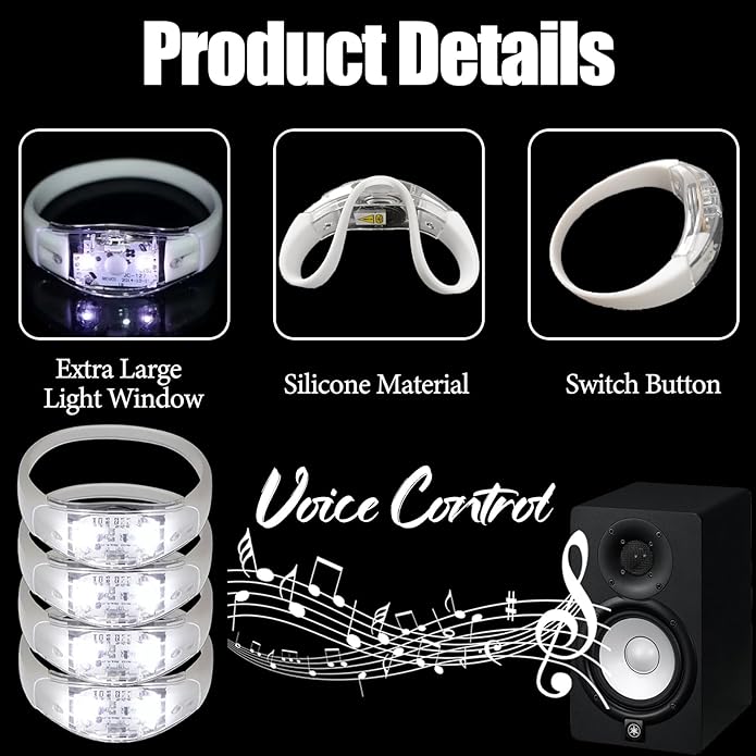 100 Pcs LED Bracelets Sound Activated - Image 5