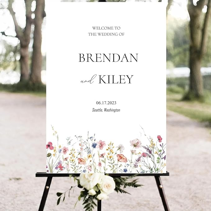 Spring Wildflower Wedding Welcome Signs, Welcome Sign Wedding, Customized - Image 2