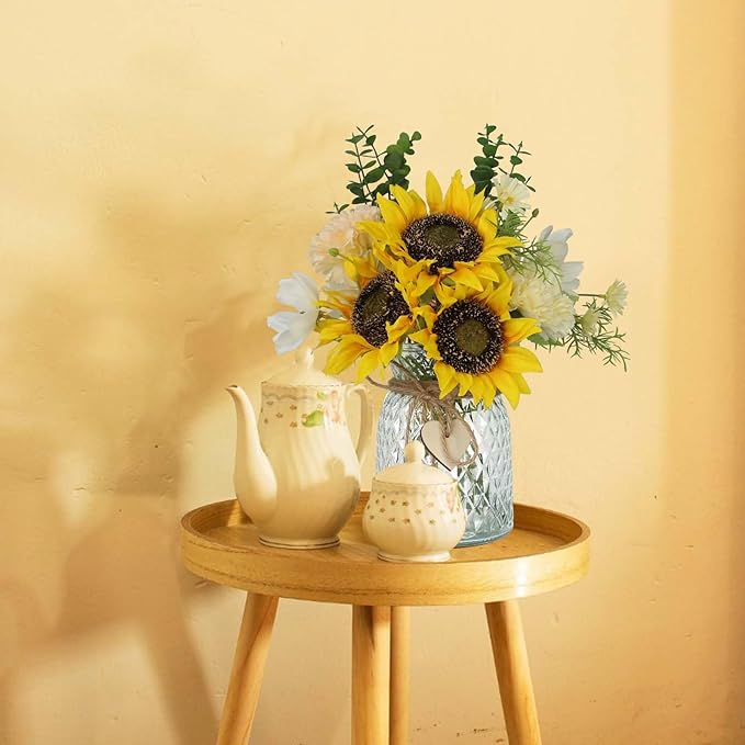 Fake Flowers in Vase, Artificial Sunflower Bouquets in Vase - Image 6
