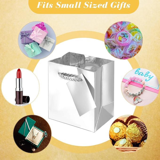 Sherr 100 Pack Mini Gift Bags Bulk, 4 x 2.75 x 4.5 Inches Paper Bags - Image 5