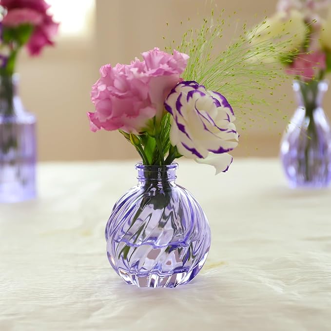 Glass Bud Vases Set of 12, Small Purple Vase Glass Vases - Image 4