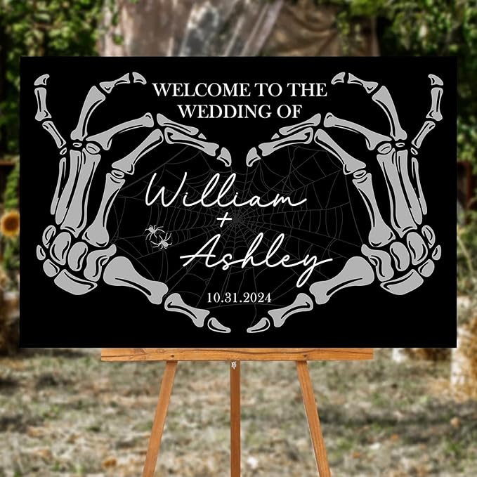 Welcome To Our Wedding Sign, Gothic Wedding, Wedding Sign Halloween Wedding - Image 4