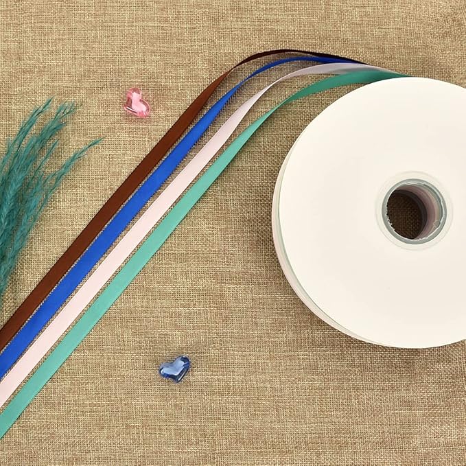 TONIFUL 3/8 Inch x 100yds Turquoise Aqua Blue Satin Ribbon Thin Solid Fabric - Image 6