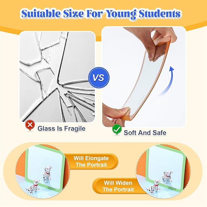 Dandat 10 Pcs Small Mirrors for Kids 6 x 6 Inch Square Shatter Proof Reflector - Image 3