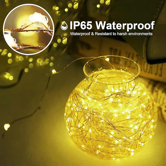 2 Pack 16Ft 50 LED Fairy Lights Mini String Lights Waterproof - Image 3