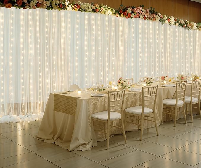 20ft x 10ft Ivory Tulle Photo Backdrop Curtain - Image 6
