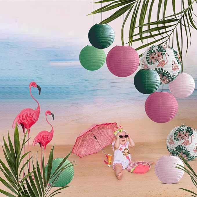 Jungle Tropical Flamingo Theme Bohemian Paper Lantern set10pcs - Image 4