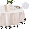 MYSKY HOME 60 Inch Round Cotton Tablecloth, Heavy Duty, Waterproof, Wrinkle by MYSKYHOME