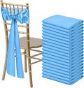 50 PCS Baby Blue Satin Chair Sashes Bows Universal Chair Ribbon Ties Back Sash by LooksForwardtoSeeingYou