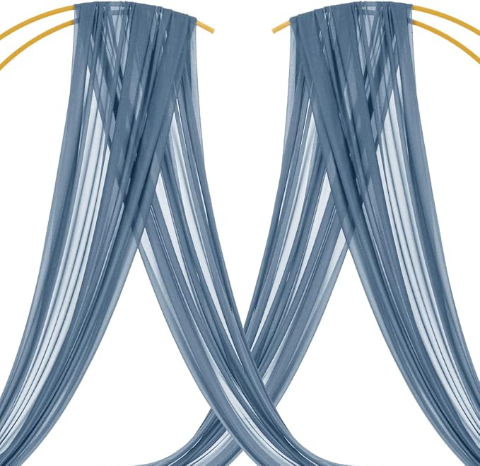 MLMC Dusty Blue Wedding Arch Draping Fabric 2 Panels 29" x 20 FT Extra Long - Image 4
