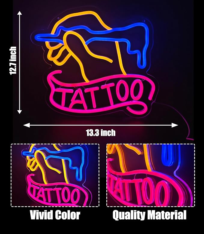 TATTOO Neon Sign Led Wall Window Decor Man Cave Neon Light Up Signs Wall Art - Image 3