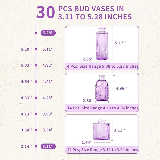 Glass Bud Vases in Bulk Set of 30 Pcs, Small Glass Vases - Image 7