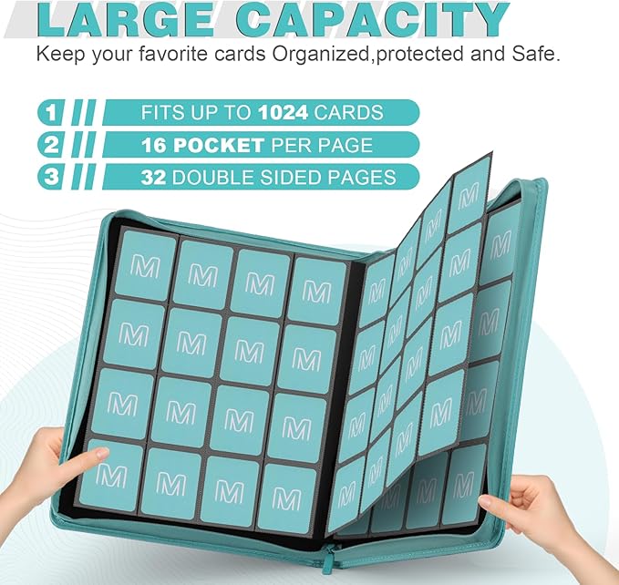 Premium Card Binder 16 Pocket, Trading Card Binder Holds up to 1000+Cards - Image 2