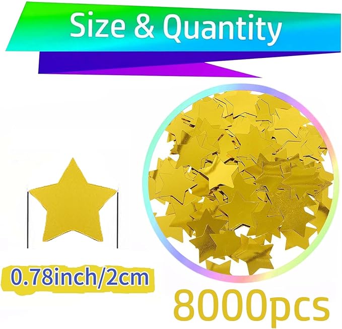 Gold Metallic Foil Star Confetti 0.78inch/2cm 8000PCS Table Confetti - Image 6