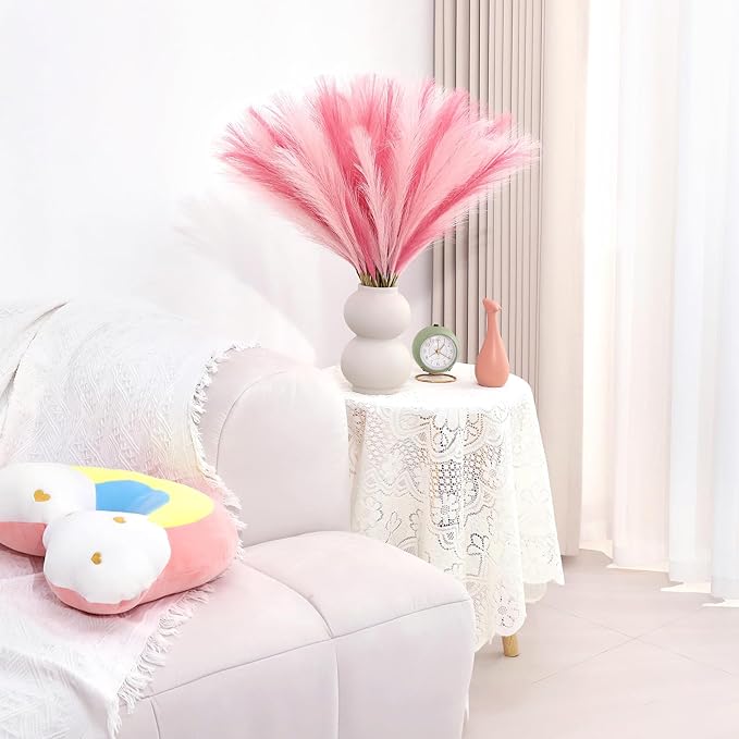 60 Pcs Pampas Grass Decor 21.7 Inch Faux Pink Pampas Grass Bulk Artificial - Image 2