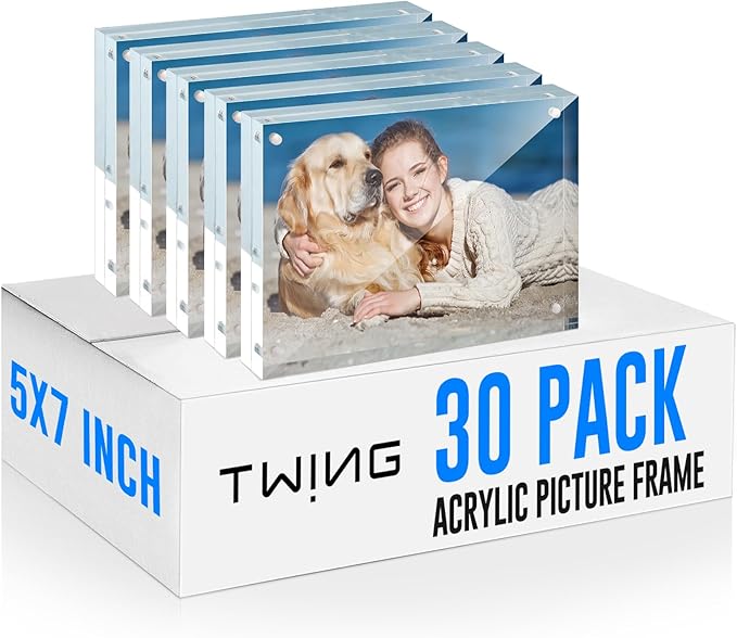 TWING 30 Pack 5x7 Acrylic Picture Frames Bulk, 10+10MM 5 By 7 Magnetic Photo by TwingRepublic
