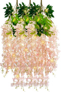 12 Pack Light Pink Wisteria Hanging Flowers Garland by Luerbi