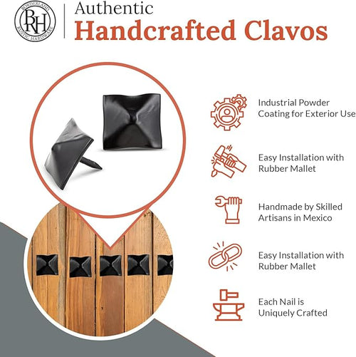 100 Pack 1" Square Head Iron Clavos Decorative Nails – Black – Handmade Rustic - Image 2