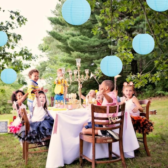 BEISHIDA 8-Inch Light Blue Round Paper Lanterns Decorative Hanging Asia Chinese - Image 6