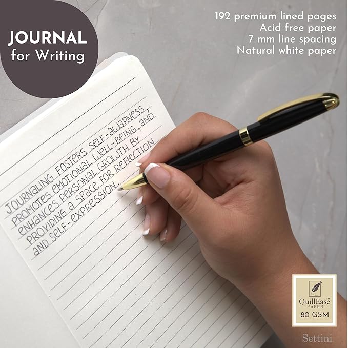 SETTINI Lined Journal, 192 Archival-Quality Pages, QuillEase Bleed-Free Paper - Image 8