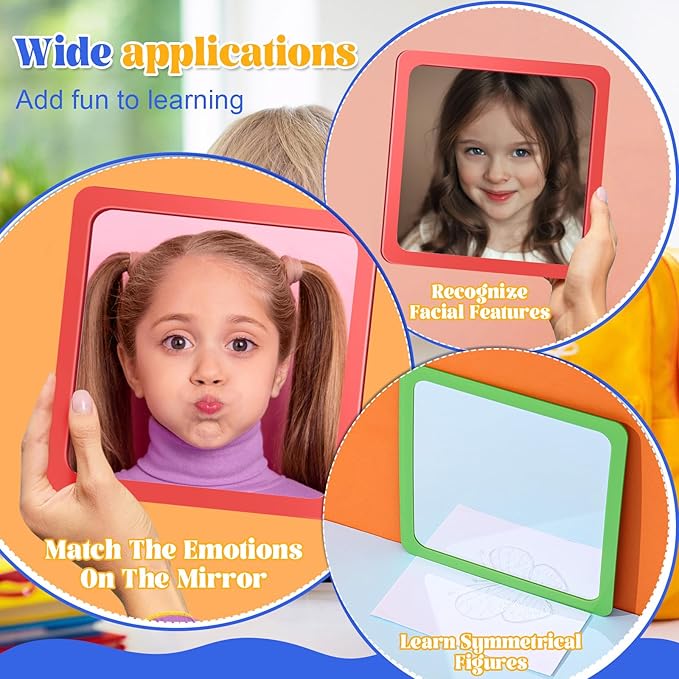 Dandat 10 Pcs Small Mirrors for Kids 6 x 6 Inch Square Shatter Proof Reflector - Image 4