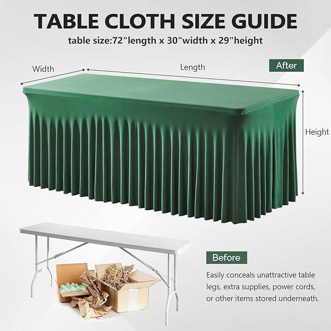 Wish Care 6 Pack Hunter Green Spandex Table Clothes - Image 3