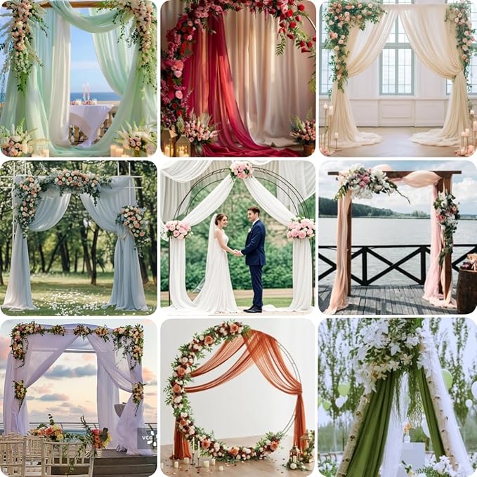 Blush Pink 2 Panels Wedding Arch Draping Fabric 29" x 20Ft Sheer Drapes Outdoor - Image 4
