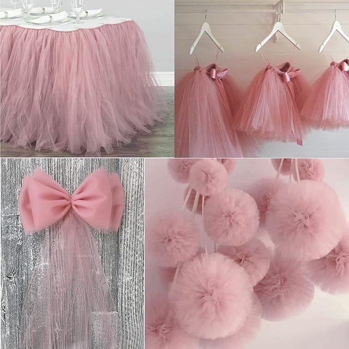 Dusty Rose Tulle Fabric Rolls 54 Inch by 10 Yards Fabric Tulle Bolt - Image 4