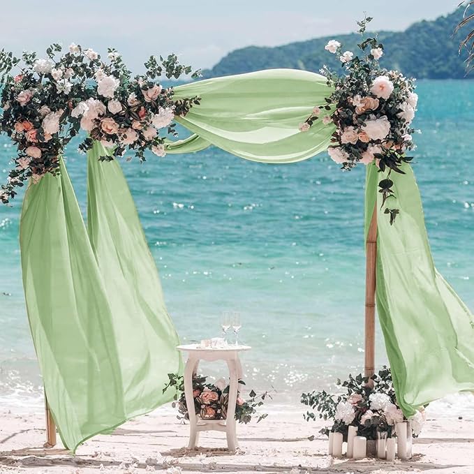 VOK Wedding Arch Draping Fabric Chiffon Fabric, 29in x 18Ft 2 Panels Sheer - Image 5