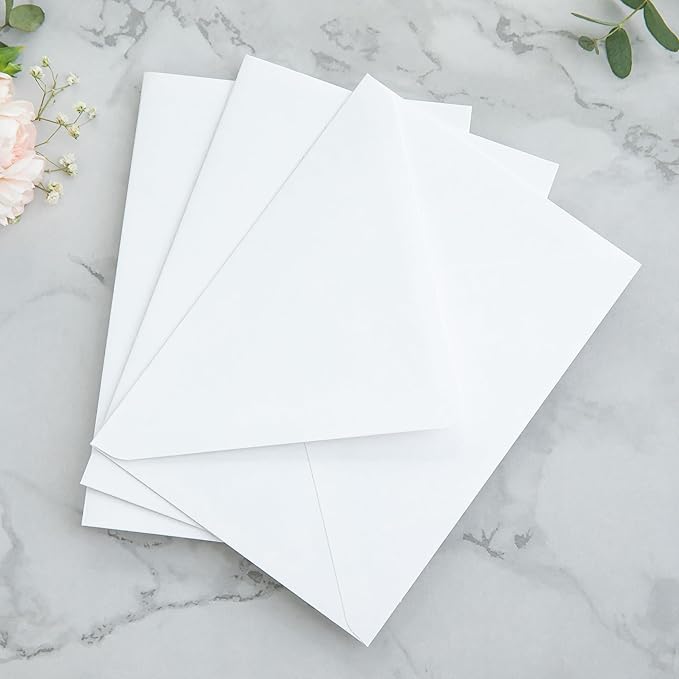 PONATIA 50PCS A7 Euro Flap Envelopes, 5.25 x 7.25'' White Envelopes - Image 3