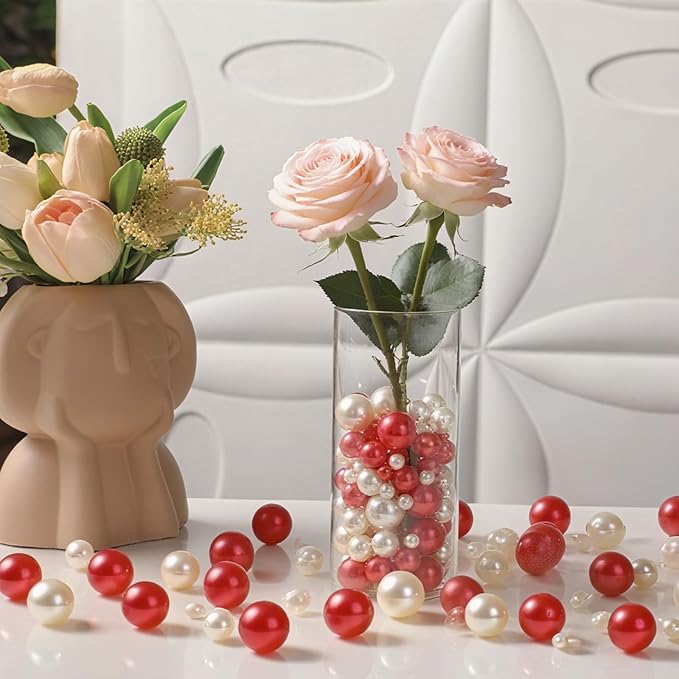 200 Pcs Vase Filler Beads White and Red Pearl Beads - Image 2