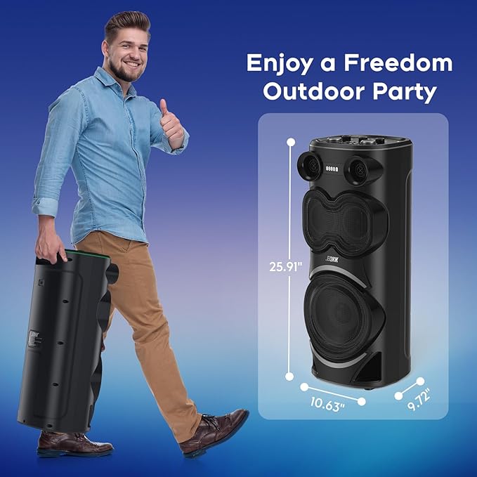 25.9''Karaoke Machine with Two Wireless Microphones and Dynamic Party Lights - Image 6