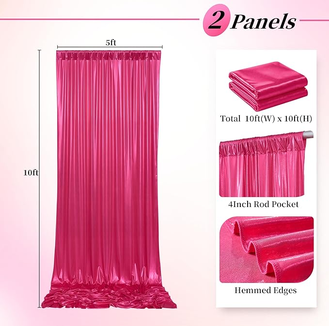10ftx10ft Hot Pink Sequin Backdrop Curtain - Image 5