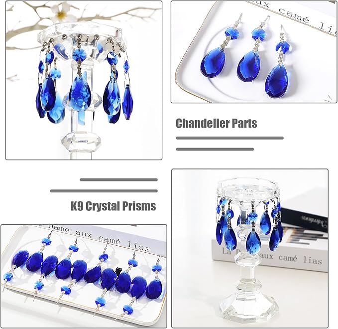 10pcs Crystal Prisms Chandelier Blue Ornament Pendants Rainbow Maker 38mm Drop - Image 2