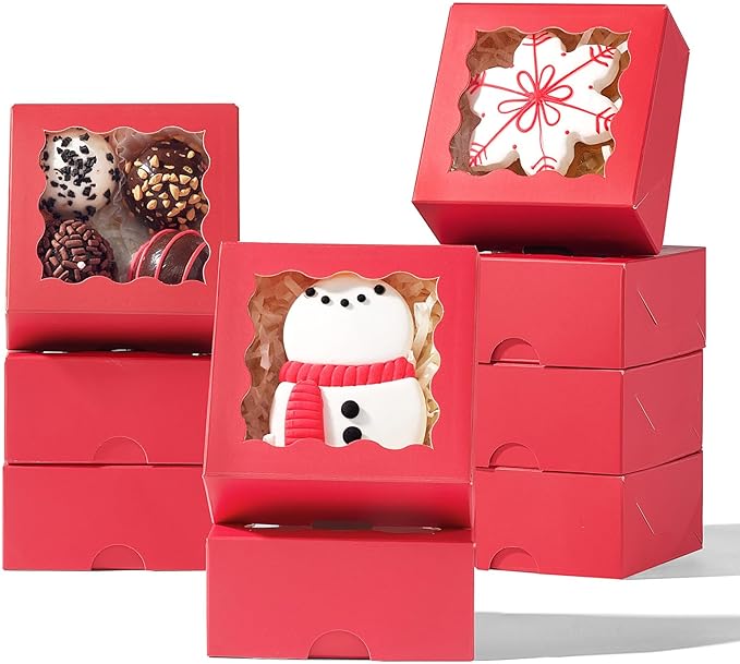 RomanticBaking 3 ¼" x 3 ¼" x 1 ½" 50PCS Chocolate Truffle Boxes by RoanticBaking