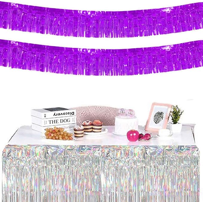 We Moment 6 Pack 10 Feet Purple Foil Fringe Garland Streamers Metallic Tinsel - Image 3