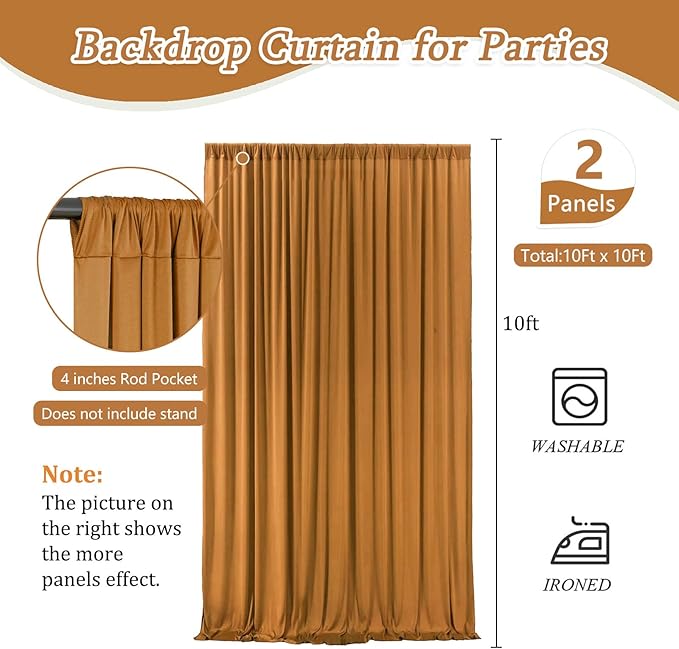 10 x 10 Feet Brown Backdrop Curtain - Image 2