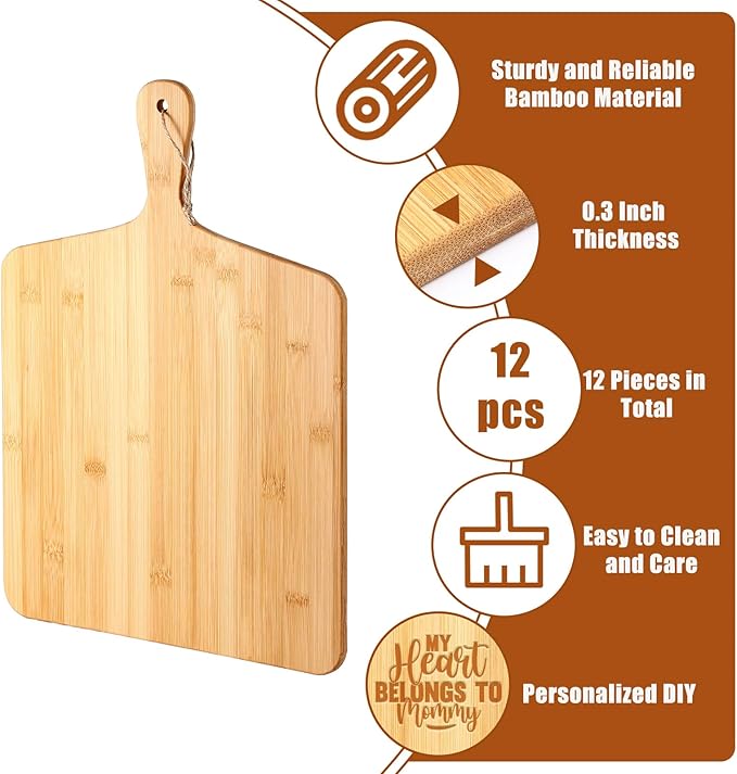 Patelai 12 Packs Wooden Cutting Board Set - Image 3